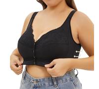 Oversize Front Closure Bras for Women Breathable Wireless Bras No Underwire Support Everyday Bra Comfort and Double Support V Neck Camisole Bralettes Yoga Sports Bra Black