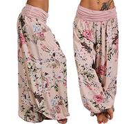 Oversize Harem Yoga Pants for Women, Ladies Aladdin Baggy Pants Boho Floral Hippie Pants Casual Wide Trousers Light Breathable L Dear-XiaoBao