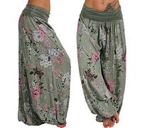 Oversize Harem Yoga Pants for Women, Ladies Aladdin Baggy Pants Boho Floral Hippie Pants Casual Wide Trousers Light Breathable 3XL Dear-XiaoBao