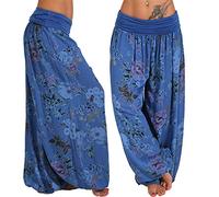 Oversize Harem Yoga Pants for Women, Ladies Aladdin Baggy Pants Boho Floral Hippie Pants Casual Wide Trousers Light Breathable 3XL Dear-XiaoBao