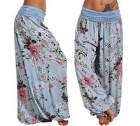 Oversize Harem Yoga Pants for Women, Ladies Aladdin Baggy Pants Boho Floral Hippie Pants Casual Wide Trousers Light Breathable S Dear-XiaoBao