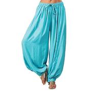 Oversize Harem Yoga Pants for Women, Ladies Aladdin Baggy Pants Boho Solid Loose Pants Casual Wide Trousers Light Breathable S Dear-XiaoBao