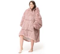 Oversize Hoodie Blanket Snug and Cosy Faux Fur Wearable Blanket Shaggy Fluffy Teddy Soft Hoodie Gift For Him Her with Pocket (Fluffy Pink Alaska)