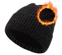 Oversize M/L/XL/XXL Merino Wool Beanie Hat for Men & Women - Fleece Lined Large Winter Hat Ski Skull Cap for Big Heads, Slate Gray, XL-XXL