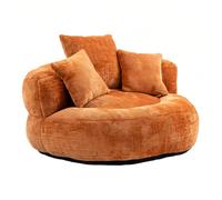 Oversize Padded Lounger Chair, Upholstered Bean Bag Couch with Pillows & Wrap-Around Backrest, Chenille Fabric Lazy Floor Sofa for Adults