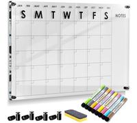 Oversize Premium Acrylic Calendar for Wall Dry Erase | Large 36"x24" | Ultra-Thick Clear Home Office Monthly Glass Family Planner Board Big Reusable Whiteboard 8 Pens Eraser 2023 2024