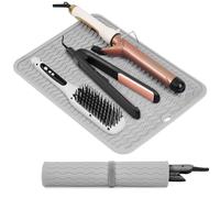 Oversize Silicone Heat Resistant Mat for Hair Tools(14.2" x 11"), Anti-Scald Pad & Portable Wrap Cover with Velcro for Curling Iron, Hair Straightener, Flat Irons and Other Hot Tools