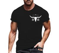 Oversize T-Shirt Men's Vintage Longhorn Estd T-Shirt Western Country Music Trip Shirt Casual Short Sleeve Shirt Crew Neck Sports Fitness Tops Summer Sports Shirt Bodybuilding Running Shirt, black, XXL