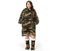 Oversize Teddy Sherpa Cuddly Cosy Sweatshirt Hoodie Double Layer Thermal Giant Blanket with Front Pocket Adults Teens Mens Womens (Camouflage Green)