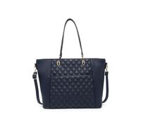 Oversize Top Zipped Quilted Diamond Pattern Tote Bag JFY Dark Blue One Size