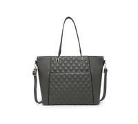 Oversize Top Zipped Quilted Diamond Pattern Tote Bag JFY Dark Grey One Size