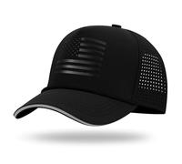 Oversize XL XXL XXXL American Flag Trucker Hat, Waterproof Quick Dry Snapback Hats, Large USA Baseball Cap for Men Big Heads, Black/Black Flag, XXL