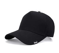 Oversize XXL Baseball Cap for Men, Extra Large Hat for Big Heads 23.6"-25.6", Plus Size Structured Dad Trucker Hats, Cotton - Black, One size