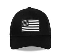 Oversize XXL Trucker Hat - 2 Tone Vintage Canvas Snapback Hat for Men & Women - Adjustable 23"-25.5" Baseball Cap, American Flag - Black, M-L