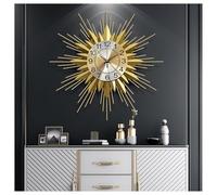 Oversized 3D Metal Sunburst Wall Clock, Modern Silent Quartz Non-Ticking Clock for Living Room, Bedroom, Kitchen Decor
