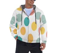 Oversized 3D Printed Elegant polka dots Fleece Hoodie Jacket,Warm Zip Up polka dot Sweatshirt Coat,Loose Casual Transitional Jacket for Men Women,Streetwear Autumn Winter
