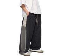Oversized Baggy Parachute Cargo Pants for Women Men, Wide Leg Sweatpants with Multiple Pockets, Loose Fit Streetwear Joggers for Casual Daily Wear (Black, L)