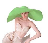 Oversized Beach Straw Hats for Women Floppy, Ladies Extra Large Wide Brim Packable Beach Sun Protection Travel Summer Hats, Green, 7 1/8/7 1/4
