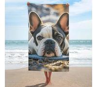 Oversized Beach Towel 130x80cm Sand Free Quick Dry Absorbent Bath Towels Microfiber Thin Lightweight Pool Towels French Bulldog Dog Cute Beach Towel for Travel Vacation Essentials Adult Gift