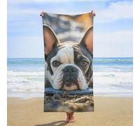 Oversized Beach Towel 160x80cm Sand Free Quick Dry Absorbent Bath Towels Microfiber Thin Lightweight Pool Towels French Bulldog Dog Cute Beach Towel for Travel Vacation Essentials Adult Gift