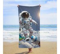 Oversized Beach Towel 160x80cm Sand Free Quick Dry Absorbent Bath Towels Microfiber Thin Lightweight Pool Towels Funny Astronaut Dinosaur Rocket Beach Towel for Travel Vacation Essentials Adult Gift