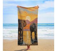 Oversized Beach Towel African Sunset Elephant Herd Quick Dry Absorbent Thick Bath Pool Towels 61 X 30 Inch Extra Large African Sunset Elephant Herd Blanket for Swim Travel Lounge Chair Cover Women Men
