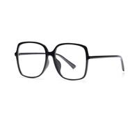 Oversized Big Square Reading Glasses for Women and Men, Large Frame Fashion Anti Blue Light Readers, Anti Eyestrain Reading Eyeglasses Suitable for People with Big heads and Faces (Black, 2.0)
