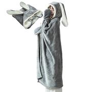Oversized Blanket Hoodie - Bunny Ear Blanket Cloak, Washable Breathable Bunny Ear Hooded Cape | Wearable Extra Long Blanket With Super Soft Warm Sweatshirt Long Sleeves For Kids, Women, Men