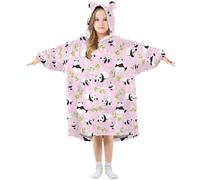 Oversized Blanket Hoodie for Kids Adult Girls Boys, Fleece Hoodie Blanket Animal Cute Panda Bear Super Warm Plush Wearable Blanket Hoodie Sweatshirt with Roomy Pocket, Medium