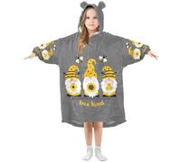 Oversized Blanket Hoodie for Kids Adult Girls Boys, Fleece Hoodie Blanket Bee Gnomes Super Warm Plush Wearable Blanket Hoodie Sweatshirt with Roomy Pocket, Medium