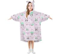 Oversized Blanket Hoodie for Kids Adult Girls Boys, Fleece Hoodie Blanket Cartoon Animal Cute Panda with Watermelon Super Warm Plush Wearable Blanket Hoodie Sweatshirt with Roomy Pocket, Large
