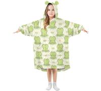 Oversized Blanket Hoodie for Kids Adult Girls Boys, Fleece Hoodie Blanket Cute Frog Super Warm Plush Wearable Blanket Hoodie Sweatshirt with Roomy Pocket, Small