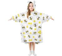 Oversized Blanket Hoodie for Kids Adult Girls Boys, Fleece Hoodie Blanket Flying Bees Super Warm Plush Wearable Blanket Hoodie Sweatshirt with Roomy Pocket, Medium