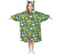 Oversized Blanket Hoodie for Kids Adult Girls Boys, Fleece Hoodie Blanket Funny Frogs Super Warm Plush Wearable Blanket Hoodie Sweatshirt with Roomy Pocket, Small