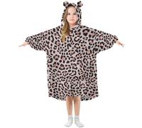 Oversized Blanket Hoodie for Kids Adult Girls Boys, Fleece Hoodie Blanket Leopard Skin Rose Gold Super Warm Plush Wearable Blanket Hoodie Sweatshirt with Roomy Pocket, Medium