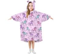 Oversized Blanket Hoodie for Kids Adult Girls Boys, Fleece Hoodie Blanket Unicorn Super Warm Plush Wearable Blanket Hoodie Sweatshirt with Roomy Pocket, Medium