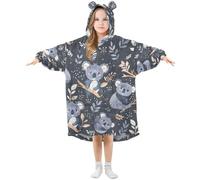 Oversized Blanket Hoodie for Kids Adult Girls Boys Koala Blue Wearable Blanket Fleece Hoodie Sweatshirt Front Big Pocket Super Warm Plush