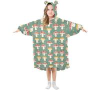 Oversized Blanket Hoodie for Kids Adult Girls Boys Mushroom Cute Wearable Blanket Fleece Hoodie Sweatshirt Front Big Pocket Super Warm Plush