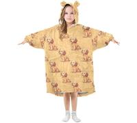 Oversized Blanket Hoodie for Kids Adult Girls Boys Poodle Dog Yellow Wearable Blanket Fleece Hoodie Sweatshirt Front Big Pocket Super Warm Plush