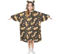 Oversized Blanket Hoodie for Kids Adult Girls Boys Sloth Forest Animal Wearable Blanket Fleece Hoodie Sweatshirt Front Big Pocket Super Warm Plush
