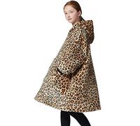 Oversized Blanket Hoodie - Plush Fluffy Fleece Family Matching Sweatshirt for Women Men Kids Girl Boy - Wearable Hooded Blanket with Big Front Pocket(Leopard)