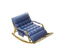 Oversized Blue Reclining Reading Chair with Adjustable Backrest 5 Positions & Footrest Perfect for Living Room Balconies Porches & Patios Gold Tube Frame