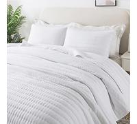 Oversized California Cal King Size Quilt Bedding Sets with Pillow Shams, White Lightweight Bedspread Coverlet, Quilted Blanket Thin Comforter Bed Cover for All Season, 3 Pieces, 118x106 inches