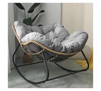 Oversized Chair for Indoor/Outdoor Relaxation Black/Grey Rocking Lounge Chair with Cushions - Perfect for Patio Garden and Living Room Use