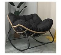 Oversized Chair Outdoor Rocking Chair with Cushions for Patio Garden and Living Room - Comfortable Black Lounge Seat for Relaxation and Reading