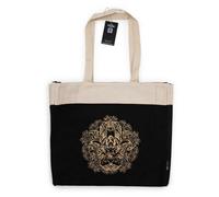 Oversized Chocolate Stonewash Tote Bag With Hamsa Hand - Handmade In India