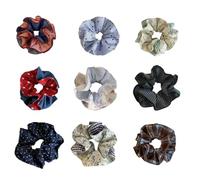 Oversized Classic Cotton Scrunchies Set, 9 Pack Plaid Floral Polka Dot Printed Voluminous Hair Ties, Soft Elastic Ponytail Holders for Women Daily Casual Use