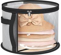 Oversized Clear Hat Box Storage Bag for Women & Men, Foldable Hat Organizer with Zipper, Large Capacity Case for Wide Brim Hats, Dustproof Hat Carrier with Carrying Handles for Travel & Closet Storage