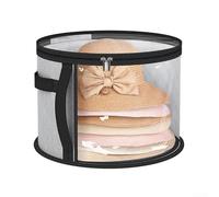 Oversized Clear Hat Storage Bag for Cowboy, for Fedora/Straw Hats - Heavy-Duty Triple-Layer Fabric, Foldable Frame for Padded Handles, 42x42x26cm, Black