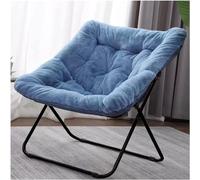Oversized Comfy Faux Fur Saucer Chair Folding Lounge Chair with Metal Frame for Living Room Bedroom Soft Furry Moon Accent Chair Blue Color